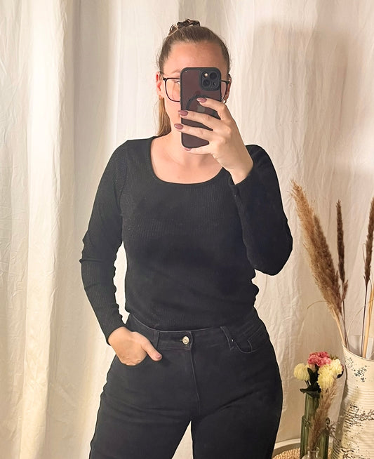 Basic Shirt glänzend in Schwarz