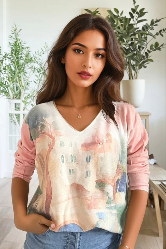 Strickpullover Print (verschiedene Farben)