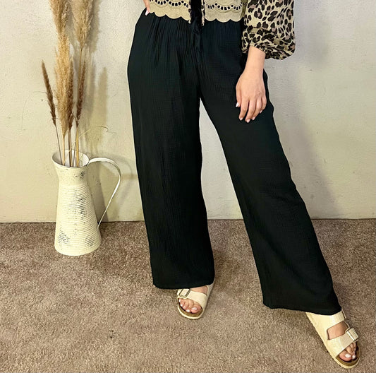 Musselin Hose in Schwarz