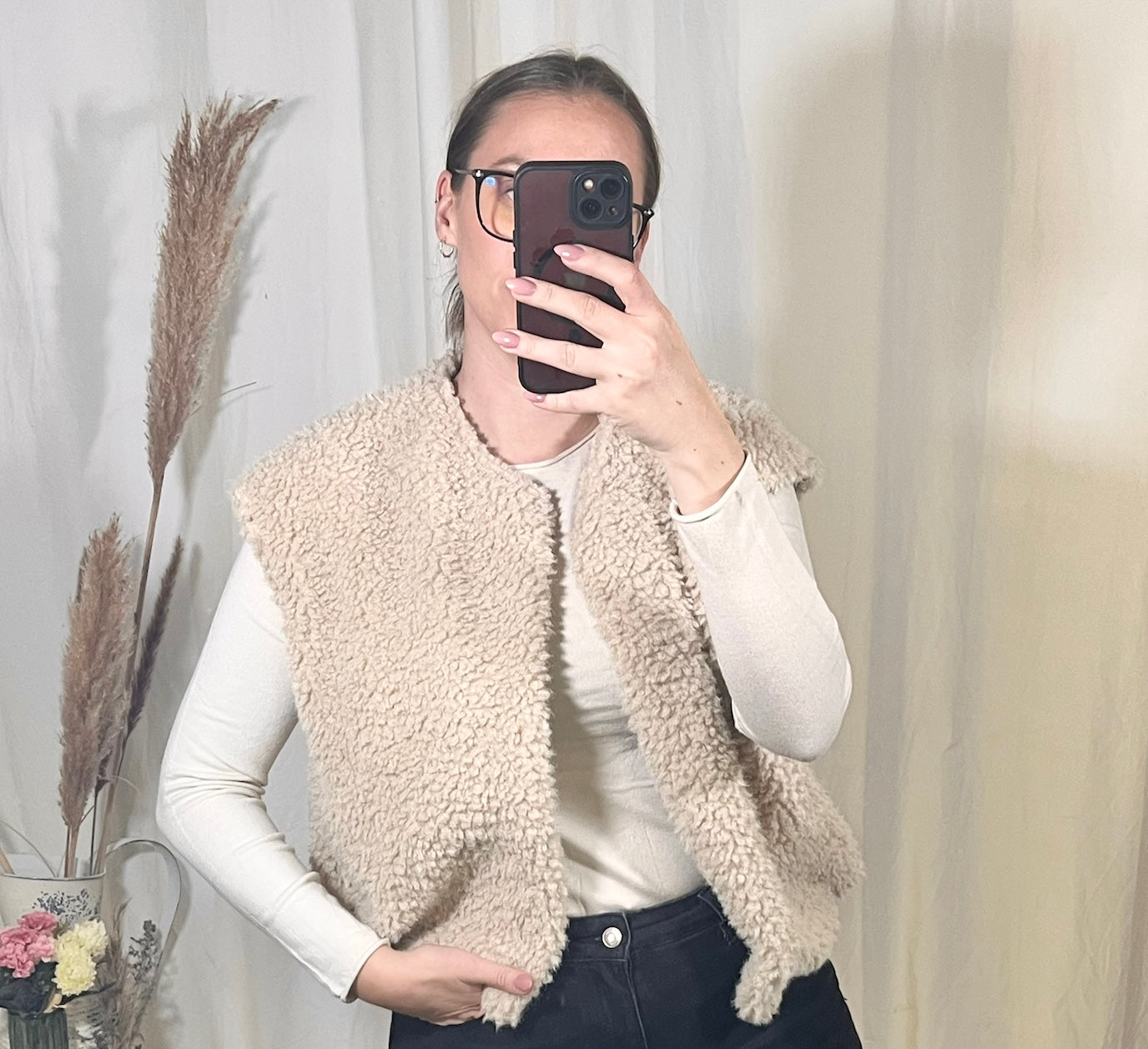 Teddy Weste in Beige