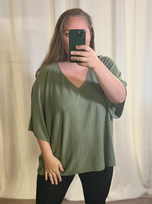 Oversize Feinstrickpullover in Khaki