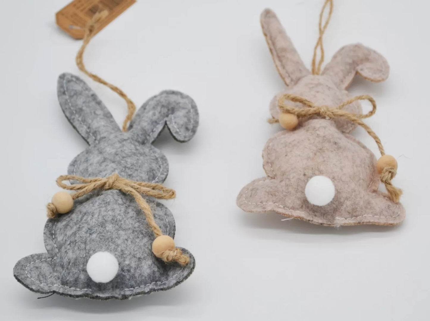 Hanging rabbit made of felt beige, grey