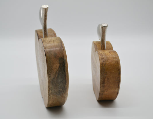 Pomme déco "bois de manguier", lot de 2