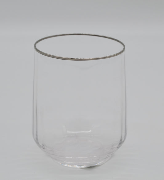 verre, bord argenté 