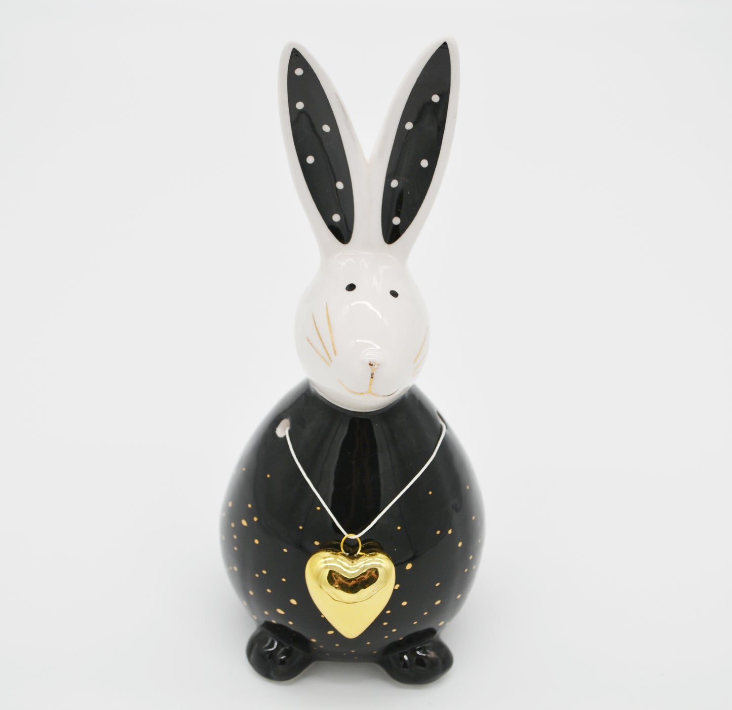 Pendentif lapin avec coeur en noir