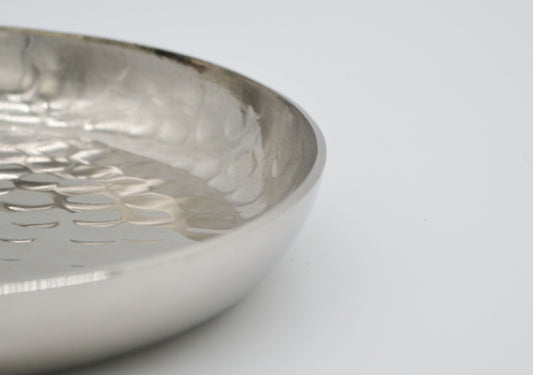 Assiette/bol en métal, argent 