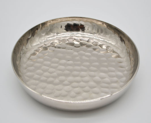 Assiette/bol en métal, argent 