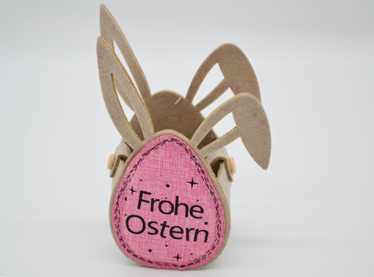Felt basket in beige/pink