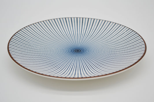 Assiette petit-déjeuner rayée bleu 
