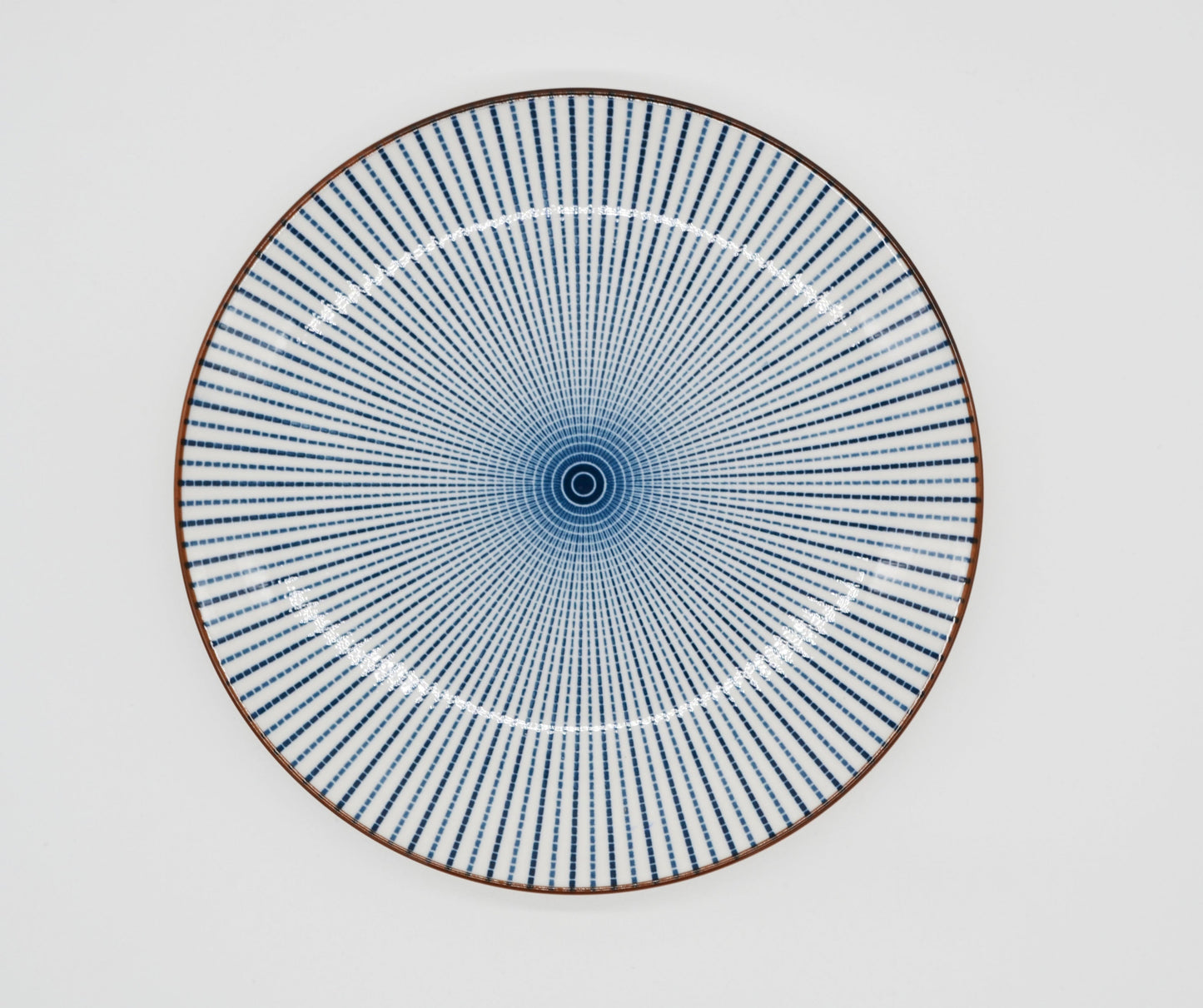 Assiette petit-déjeuner rayée bleu 