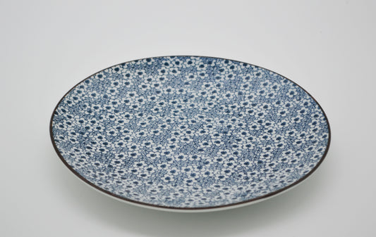 Assiette petit-déjeuner fleurs, bleu foncé 