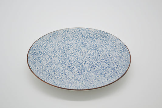 Assiette petit-déjeuner fleurs, bleu clair 