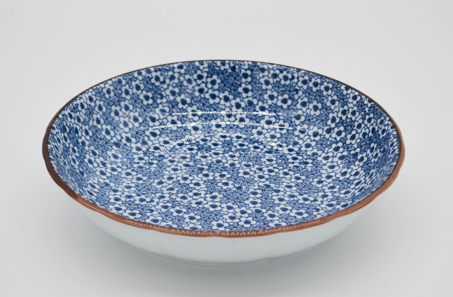 vaisselle, assiette creuse fleurs, bleu nuit, 