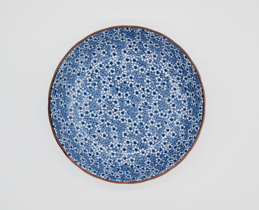 vaisselle, assiette creuse fleurs, bleu nuit, 