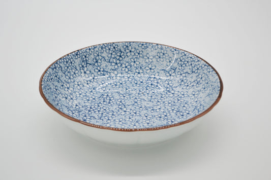 Assiette creuse fleurs, bleu clair 