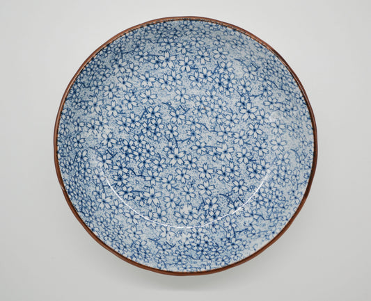 Assiette creuse fleurs, bleu clair 